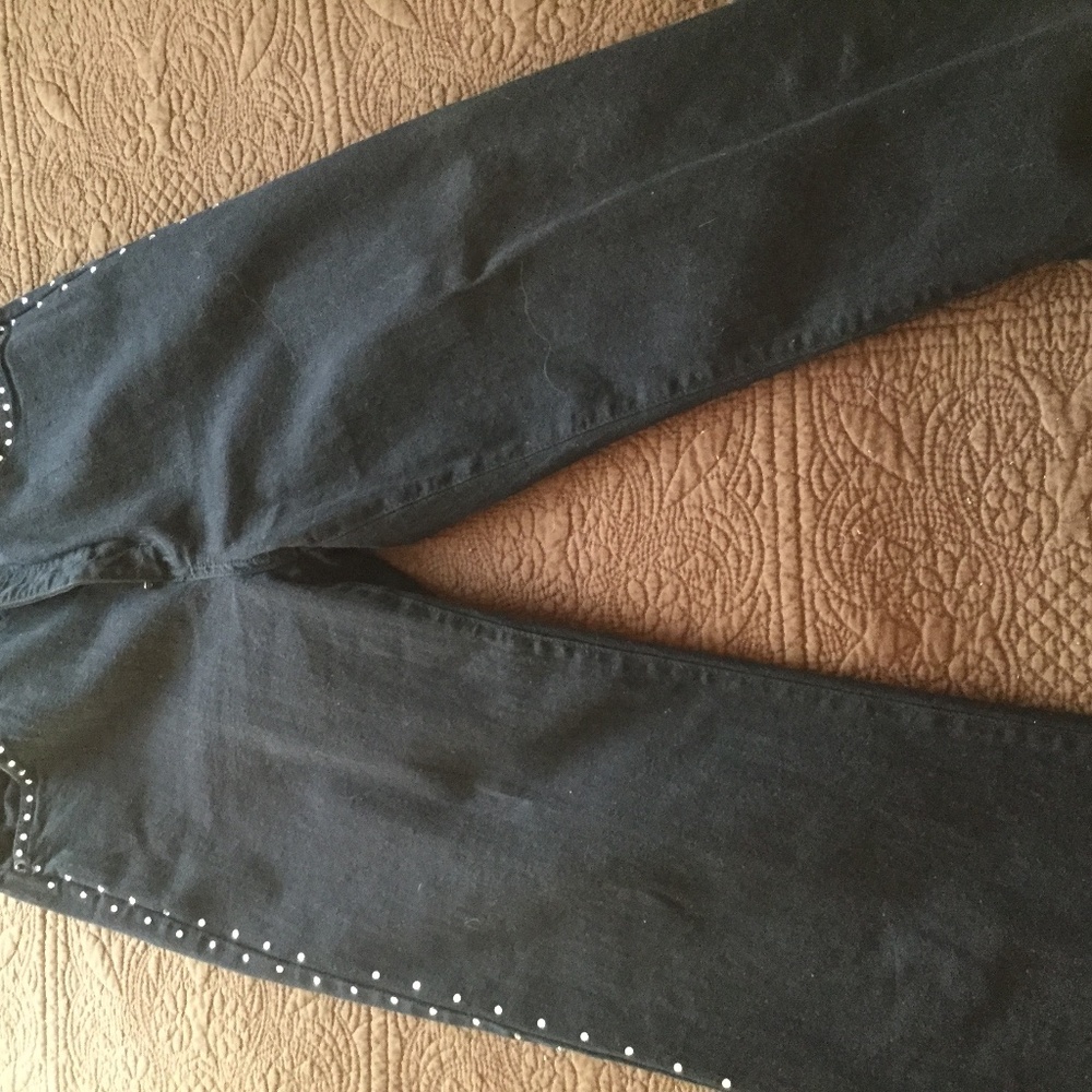 Black jeans with rhinestone trim